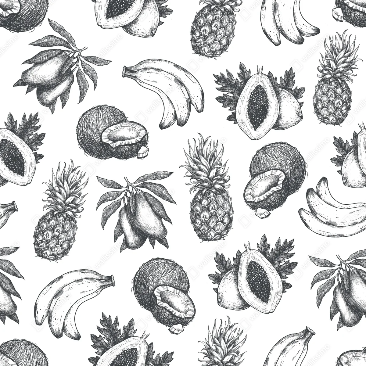 Laptop-Aufkleber handgezeichnetes muster tropischer früchte Laptop-Aufkleber handgezeichnetes muster tropischer früchte