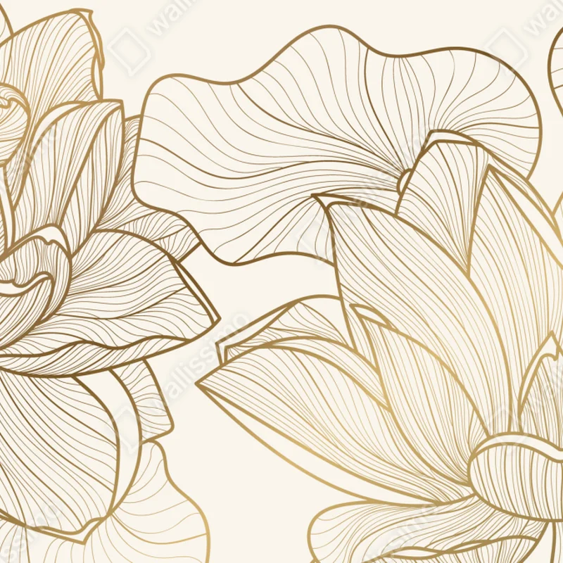 Fototapete elegante goldene linien blumenillustration Fototapete elegante goldene linien blumenillustration
