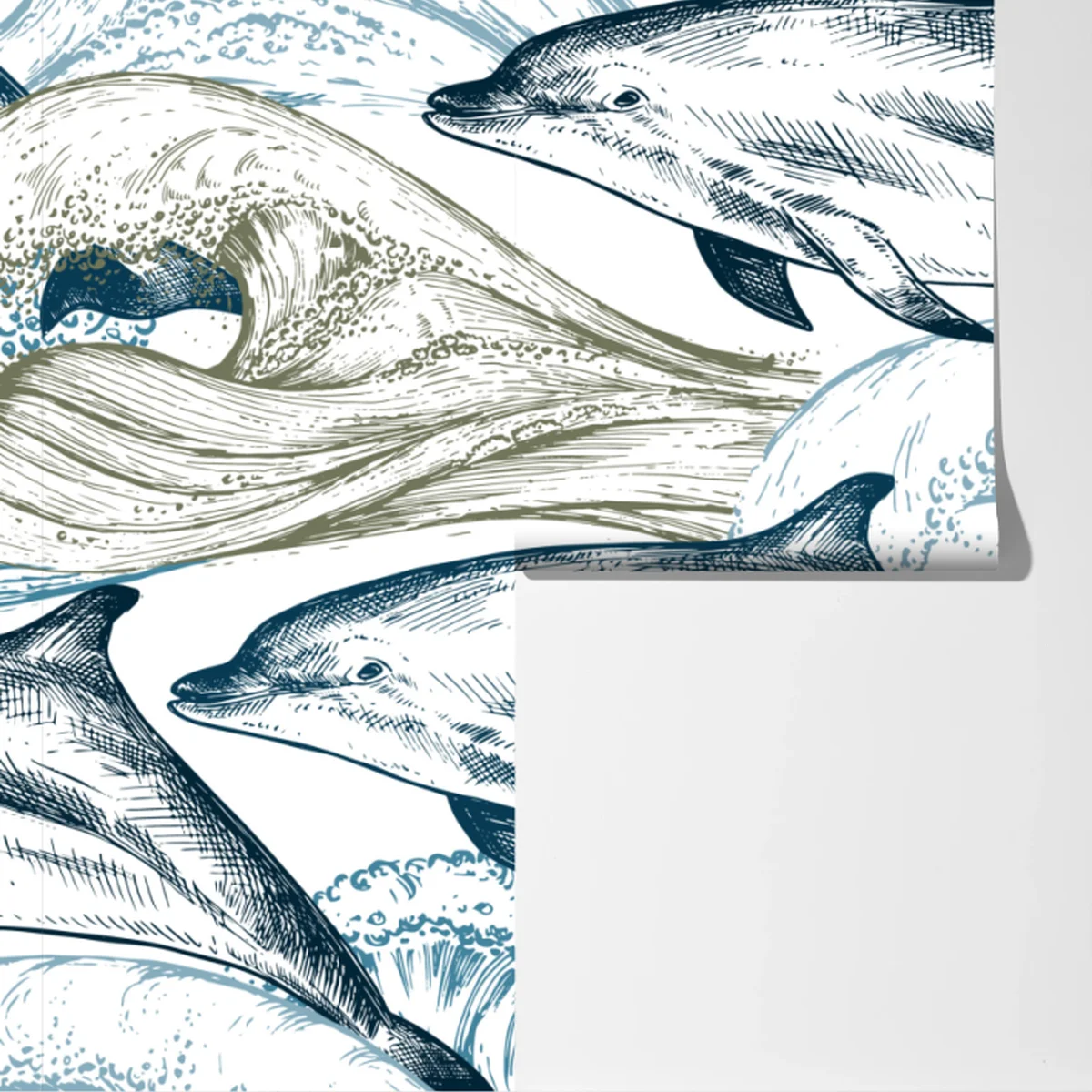 Fototapete vintage delfine ozeanillustration Fototapete vintage delfine ozeanillustration