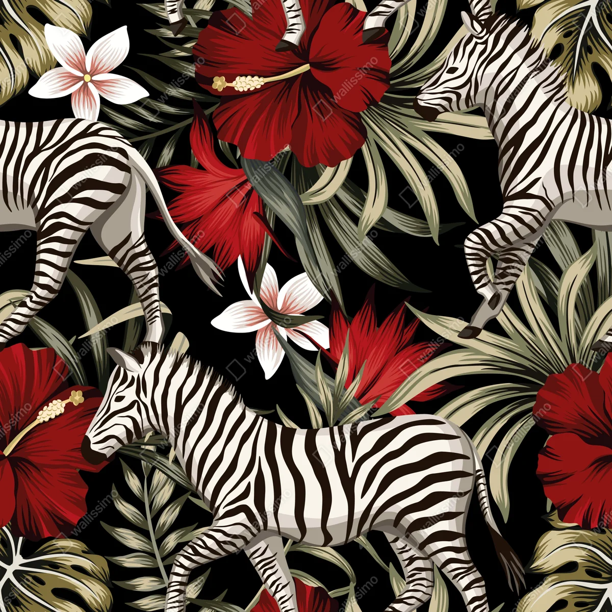 Fototapete tropisches zebra-blumenmuster Fototapete tropisches zebra-blumenmuster