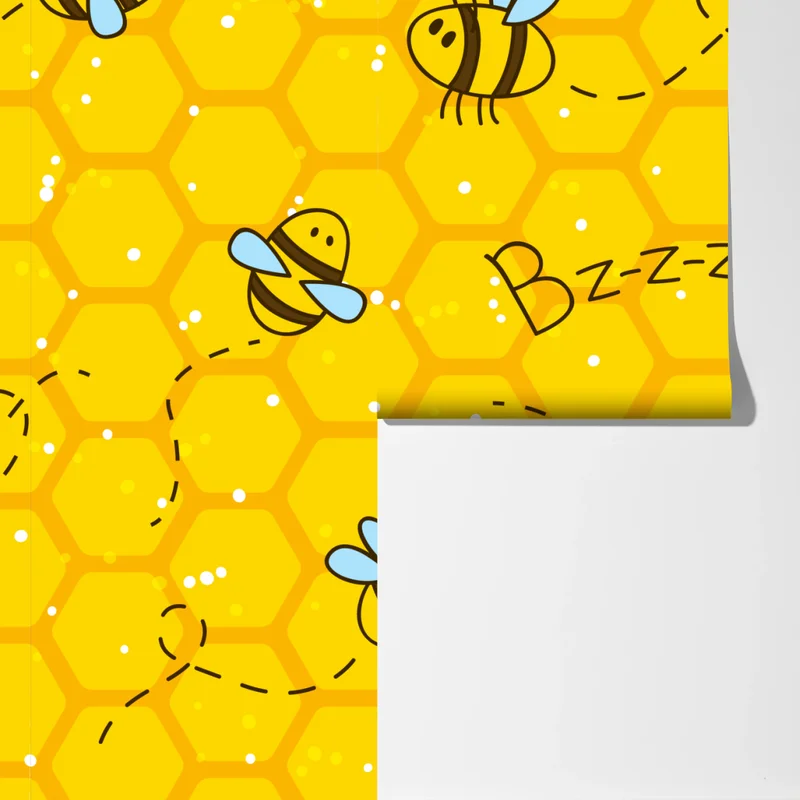 Fototapete niedliches bienen- und wabenmuster Fototapete niedliches bienen- und wabenmuster