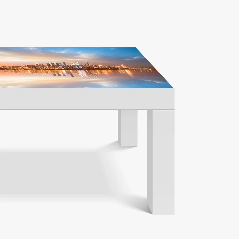 Tischaufkleber und Schreibtischaufkleber stadtsilhouette im spiegelbild bei dämmerung Tischaufkleber und Schreibtischaufkleber stadtsilhouette im spiegelbild bei dämmerung