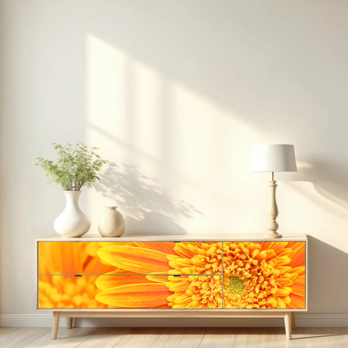 Repositionierbarer Aufkleber leuchtende orange gerbera in makro Repositionierbarer Aufkleber leuchtende orange gerbera in makro