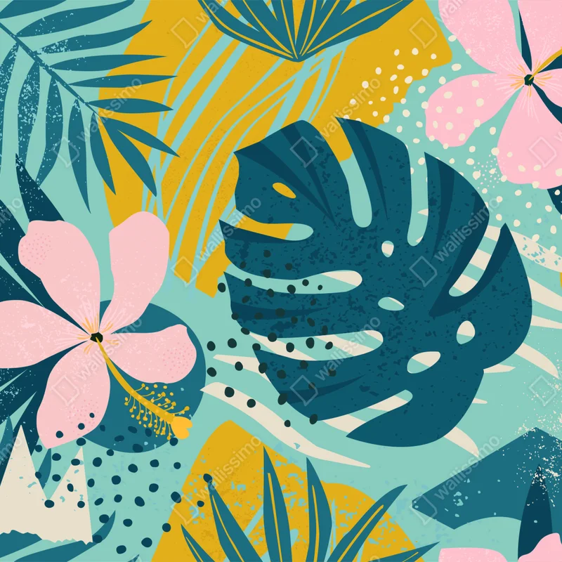 Fototapete tropische blätter und blüten Fototapete tropische blätter und blüten