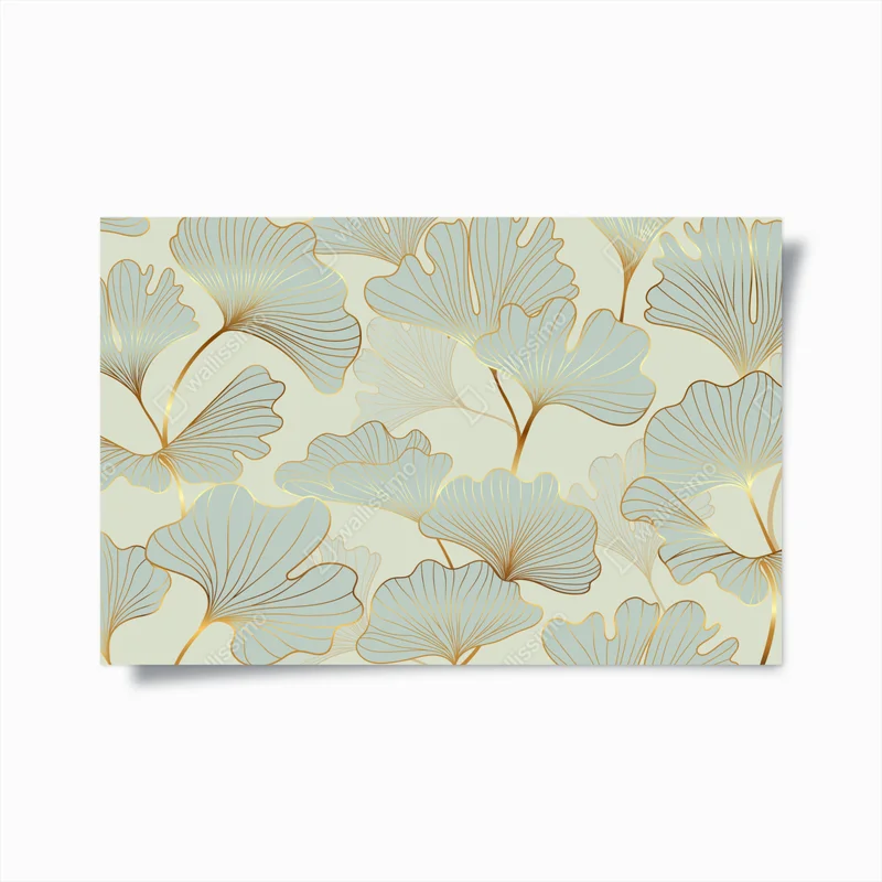 Poster pastell ginkgo blättermuster mit goldakzenten • Poster bei Wallnifity® Poster pastell ginkgo blättermuster mit goldakzenten • Poster bei Wallnifity®