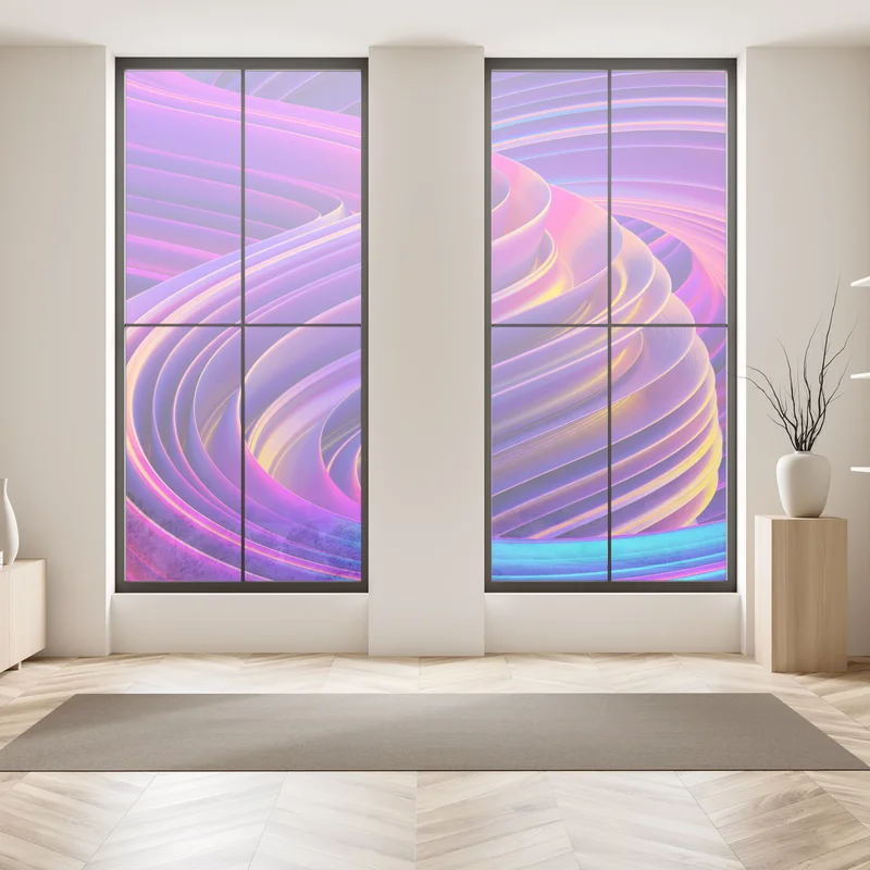 Fensteraufkleber leuchtender lila 3d bandwirbel