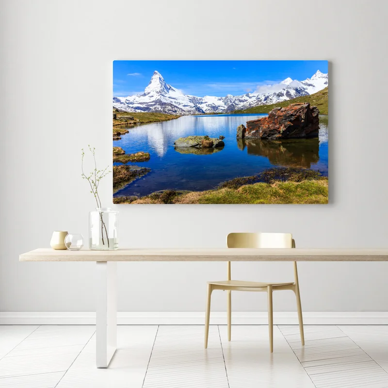 Leinwandbild ruhige spiegelung des Matterhorns am Stellisee, Zermatt Leinwandbild ruhige spiegelung des Matterhorns am Stellisee, Zermatt