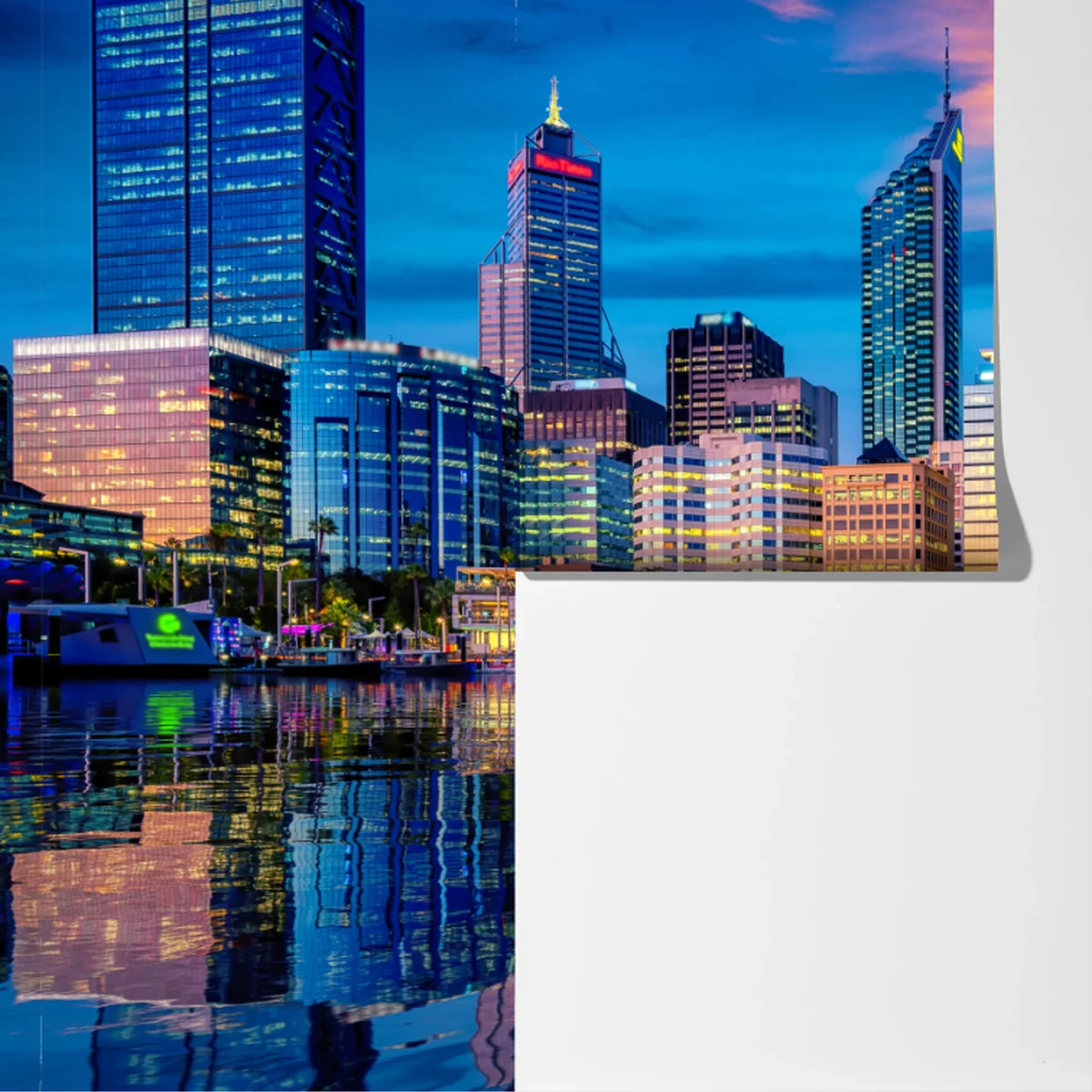 Fototapete Perth skyline bei sonnenuntergang Fototapete Perth skyline bei sonnenuntergang