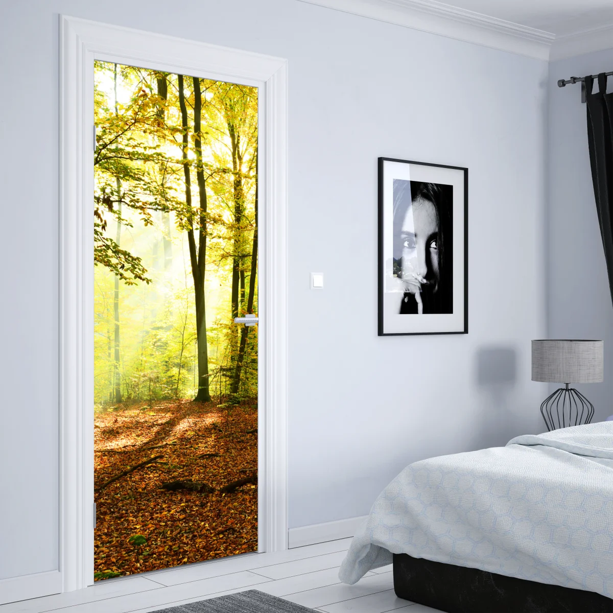 Türaufkleber goldener herbstwald am morgen Türaufkleber goldener herbstwald am morgen