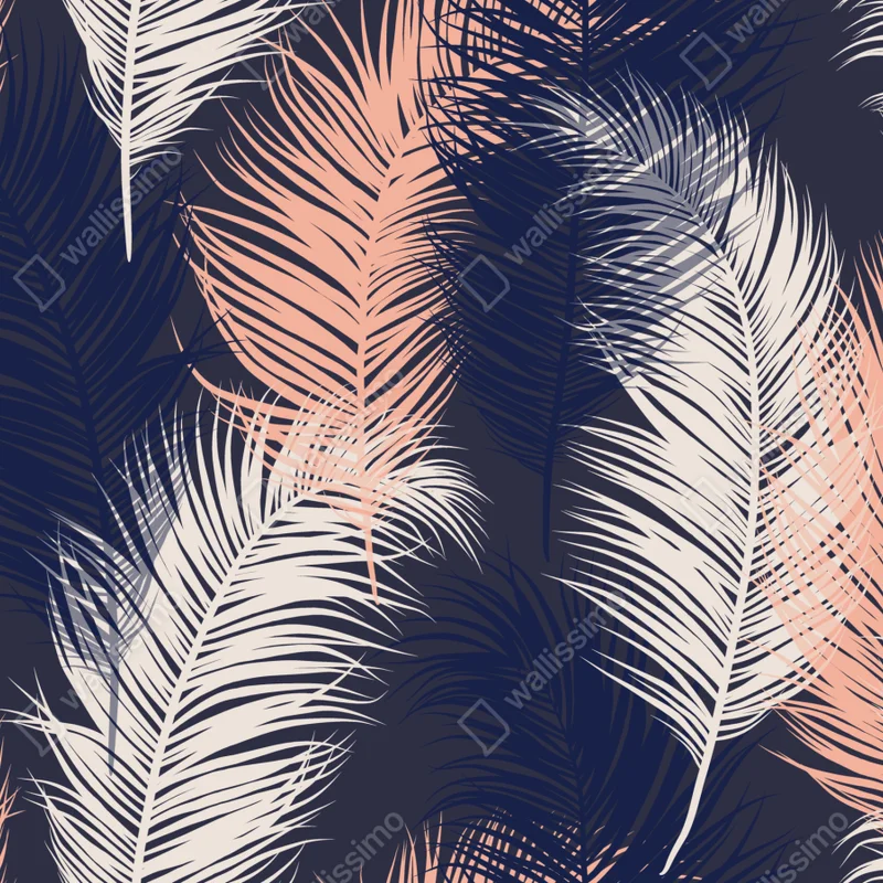 Repositionierbarer Aufkleber federmuster in marineblau und rosa Repositionierbarer Aufkleber federmuster in marineblau und rosa