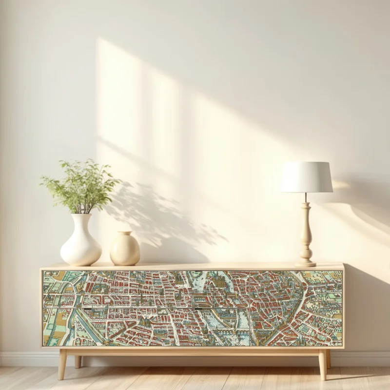 Repositionierbarer Aufkleber antike stadtkarte von Paris Repositionierbarer Aufkleber antike stadtkarte von Paris