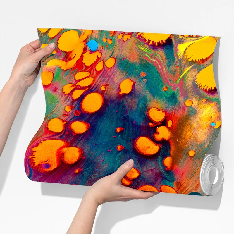 Fototapete lebendige türkis-orange marmorierte kunst Fototapete lebendige türkis-orange marmorierte kunst