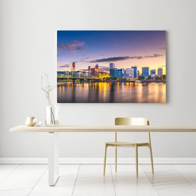 Leinwandbild Portland skyline in der dämmerung über dem Willamette Leinwandbild Portland skyline in der dämmerung über dem Willamette