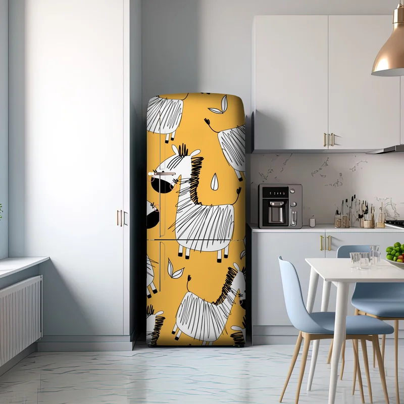 Kühlschrankaufkleber verspieltes zebramuster für kinderzimmer Kühlschrankaufkleber verspieltes zebramuster für kinderzimmer