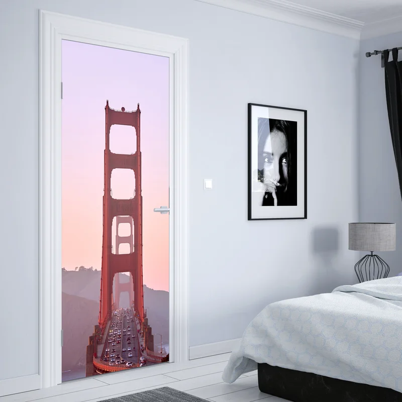 Türaufkleber Golden Gate bei pastellfarbenem sonnenuntergang Türaufkleber Golden Gate bei pastellfarbenem sonnenuntergang