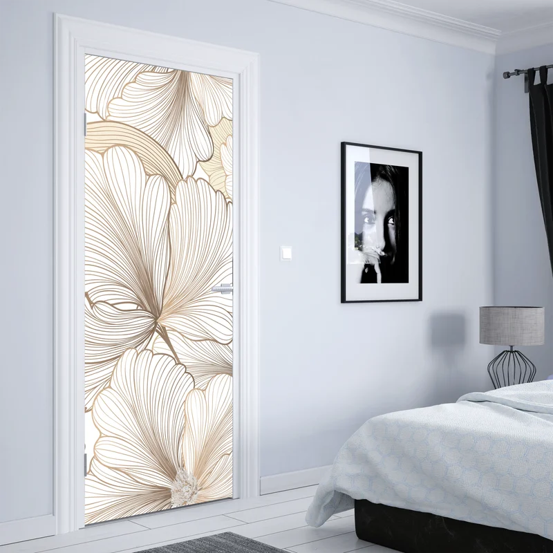 Türaufkleber zarte beige blumenillustration