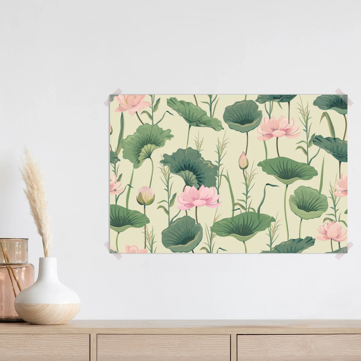 Poster sanfter lotusgarten botanisches muster Poster sanfter lotusgarten botanisches muster