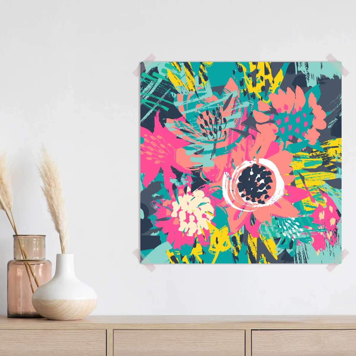 Poster lebendiges abstraktes blumenmotiv • Poster bei Wallnifity® Poster lebendiges abstraktes blumenmotiv • Poster bei Wallnifity®