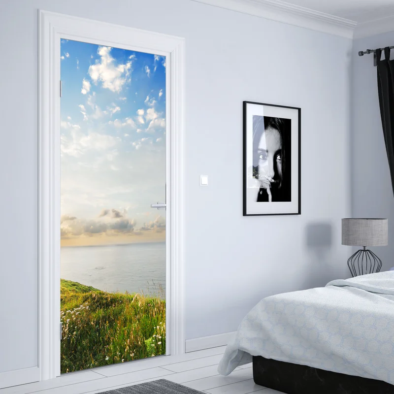 Türaufkleber sonniger küstenpfad zum meer