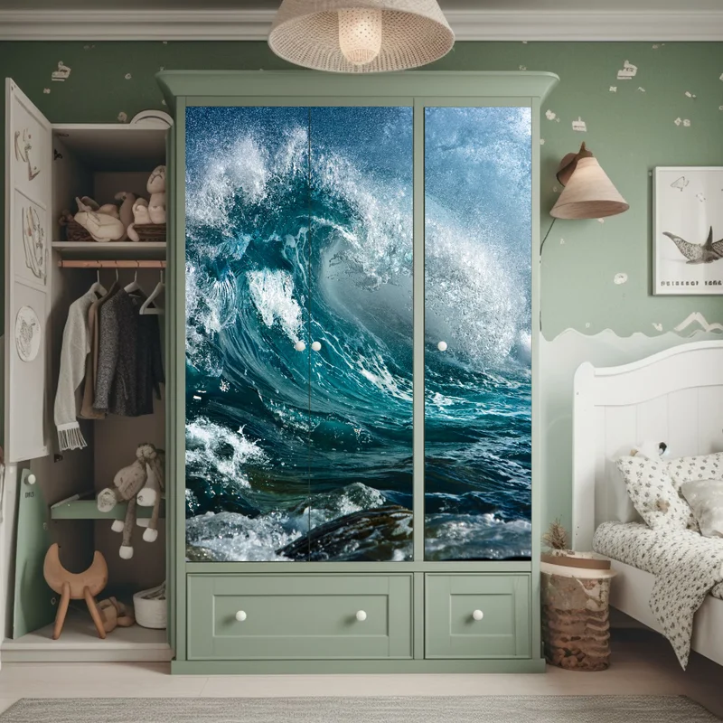 Schrankaufkleber türkise ozeanwelle in bewegung