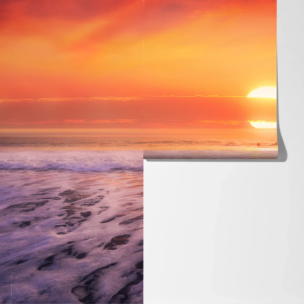 Fototapete goldener sonnenuntergang über ruhigem strand Fototapete goldener sonnenuntergang über ruhigem strand