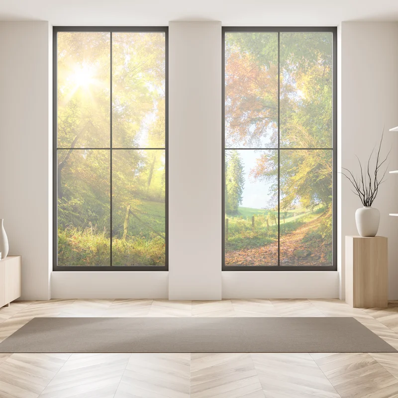 Fensteraufkleber goldener herbstwaldweg