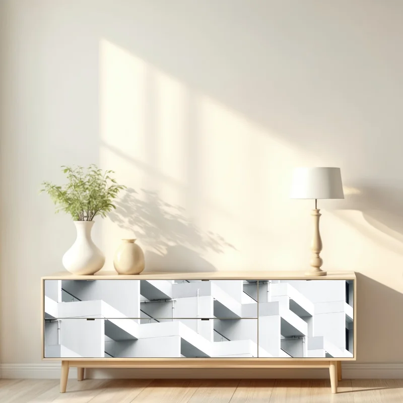 Repositionierbarer Aufkleber weiße betonfassade im geometrischen muster