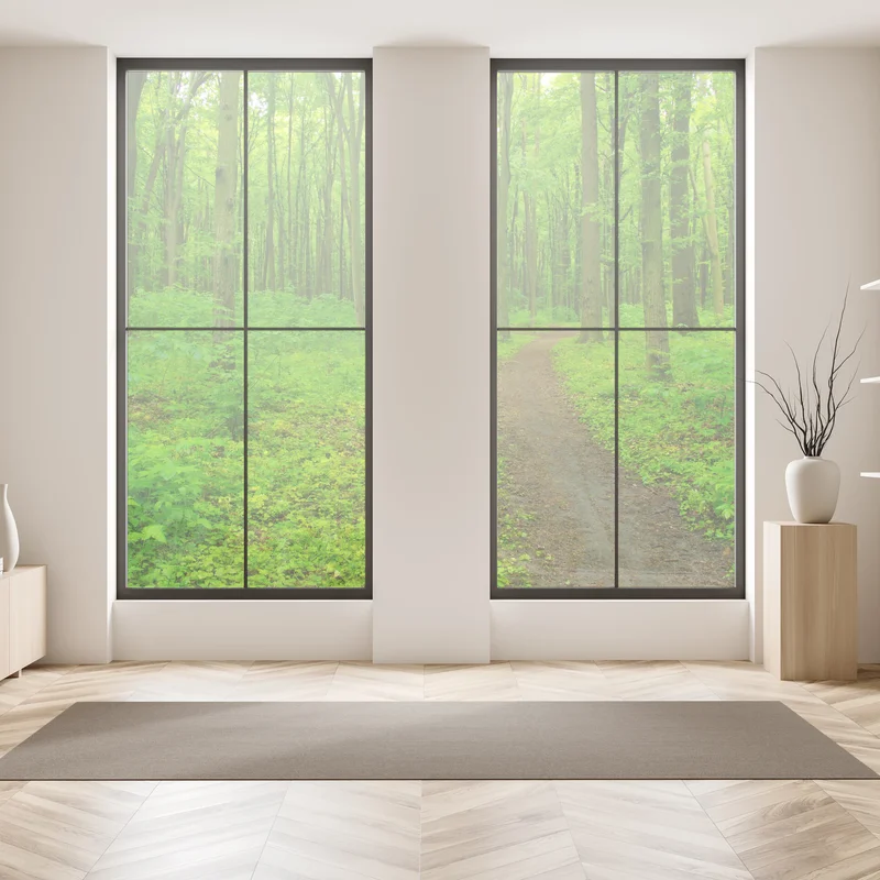 Fensteraufkleber beruhigender grüner waldweg Fensteraufkleber beruhigender grüner waldweg