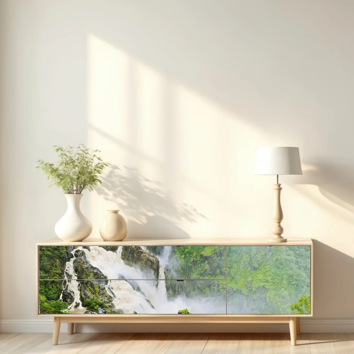 Repositionierbarer Aufkleber wasserfall Barron Falls im regenwald Repositionierbarer Aufkleber wasserfall Barron Falls im regenwald