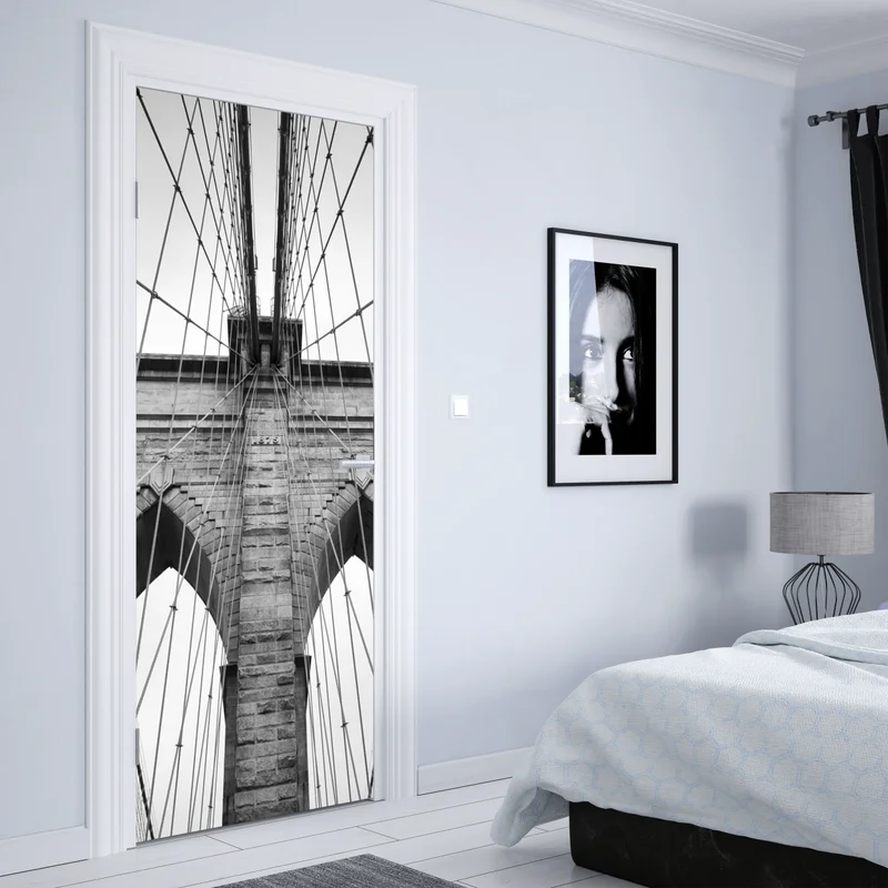 Türaufkleber monochrome hängebrücke aus grafischer perspektive