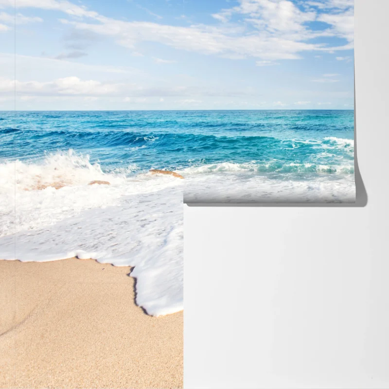 Fototapete türkisfarbene wellen am sandstrand Fototapete türkisfarbene wellen am sandstrand