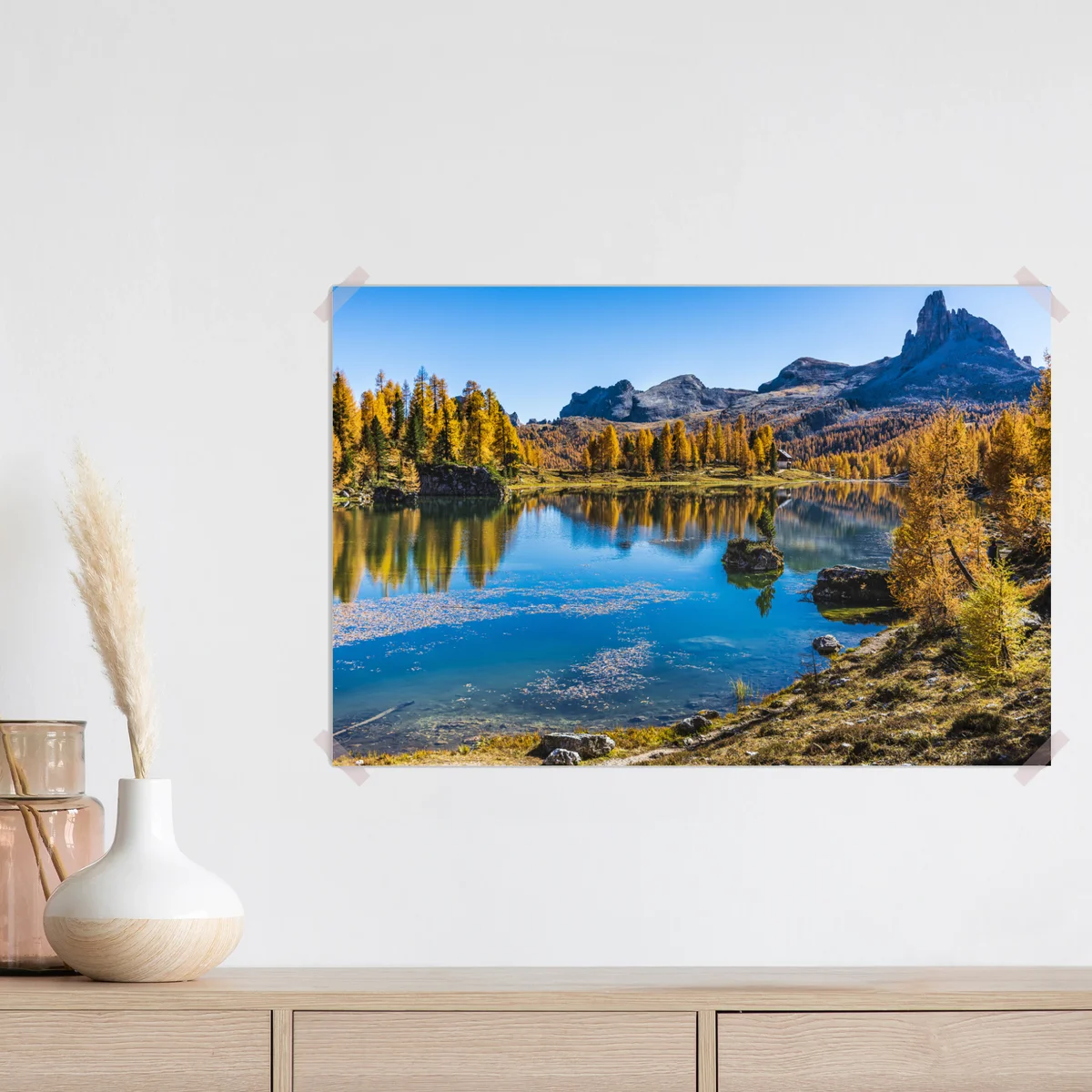 Poster herbstlicher alpensee mit bergreflexion Poster herbstlicher alpensee mit bergreflexion