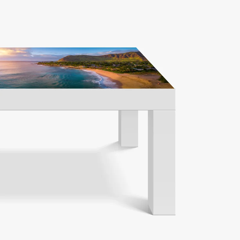 Tischaufkleber und Schreibtischaufkleber sonnenuntergang am strand panorama mit tropischen bergen • Tischaufkleber bei Wallnifity® Tischaufkleber und Schreibtischaufkleber sonnenuntergang am strand panorama mit tropischen bergen • Tischaufkleber bei Wallnifity®