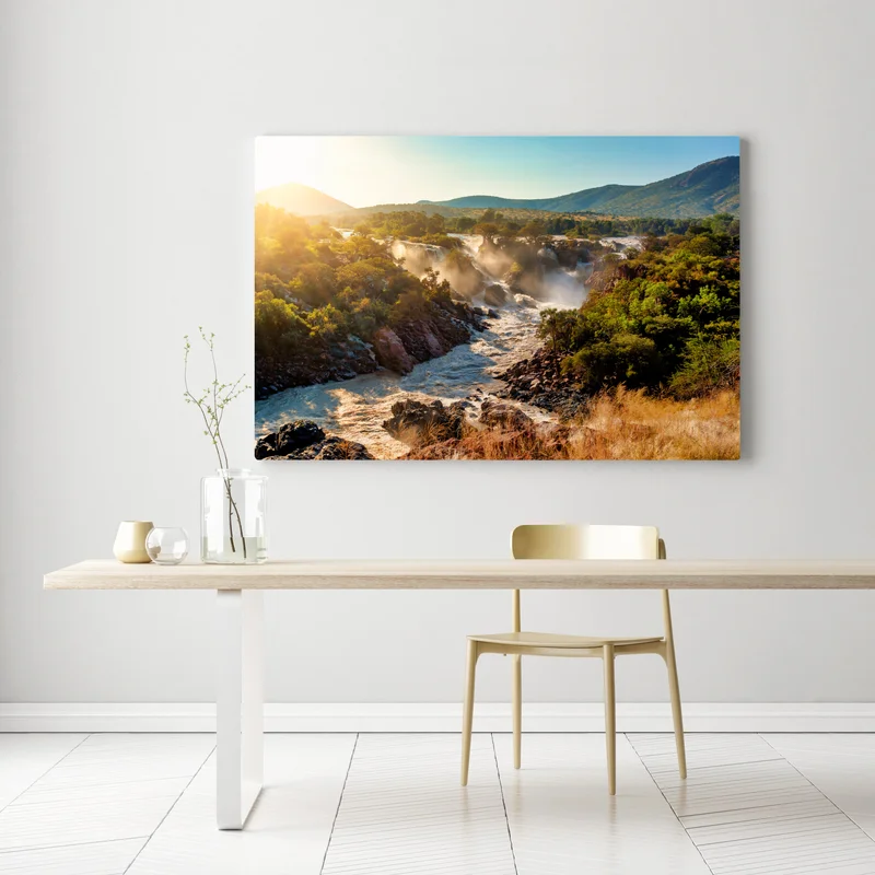 Leinwandbild sonnenaufgang über Epupa-wasserfälle Leinwandbild sonnenaufgang über Epupa-wasserfälle