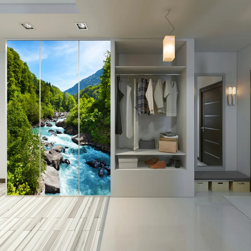 Schrankaufkleber gletscherfluss im grünen tal Schrankaufkleber gletscherfluss im grünen tal