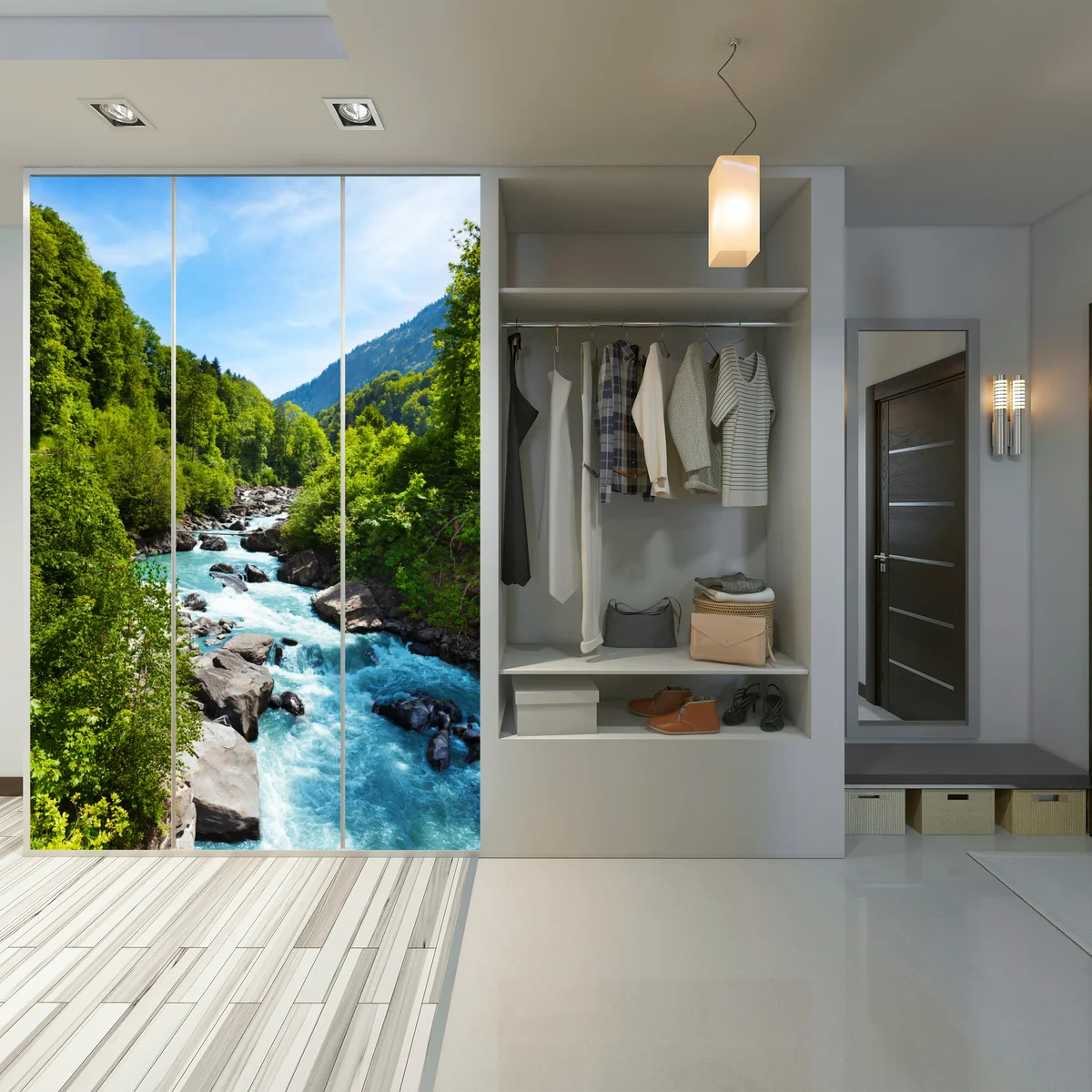 Schrankaufkleber gletscherfluss im grünen tal Schrankaufkleber gletscherfluss im grünen tal