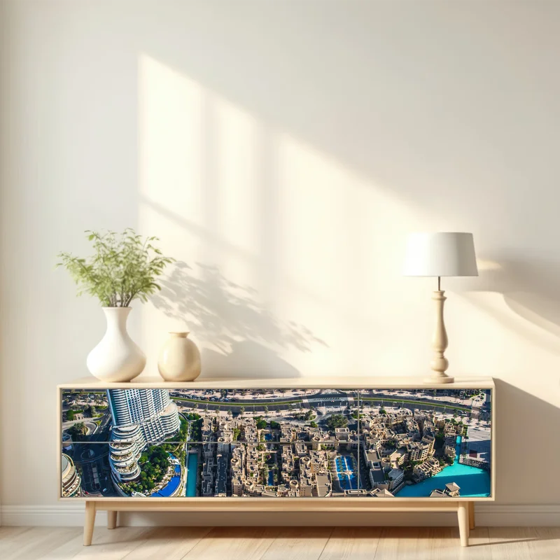 Repositionierbarer Aufkleber luftaufnahme von Downtown Dubai