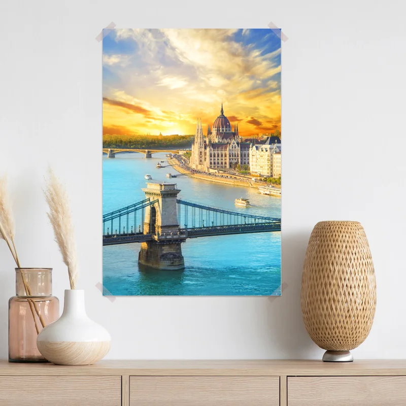 Poster sonnenuntergang über Budapest und der Kettenbrücke Poster sonnenuntergang über Budapest und der Kettenbrücke