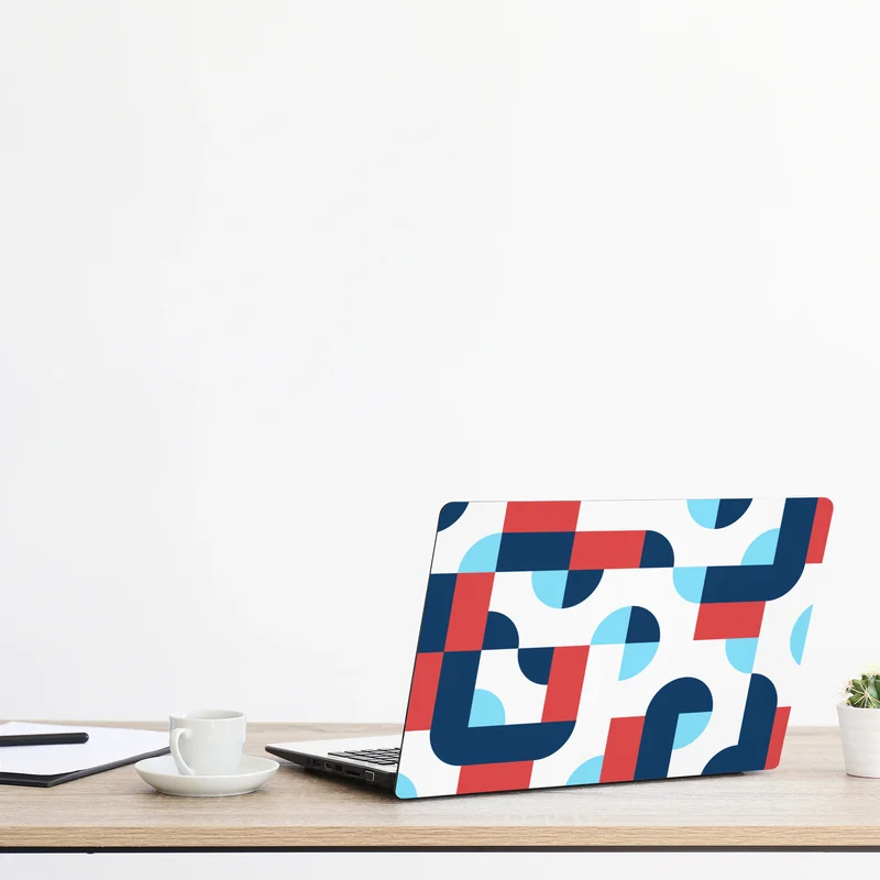 Laptop-Aufkleber mutiges geometrisches muster in dunkelblau und koralle Laptop-Aufkleber mutiges geometrisches muster in dunkelblau und koralle