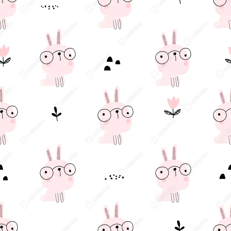 Schrankaufkleber verspieltes rosa kaninchenmuster für kinderzimmer Schrankaufkleber verspieltes rosa kaninchenmuster für kinderzimmer
