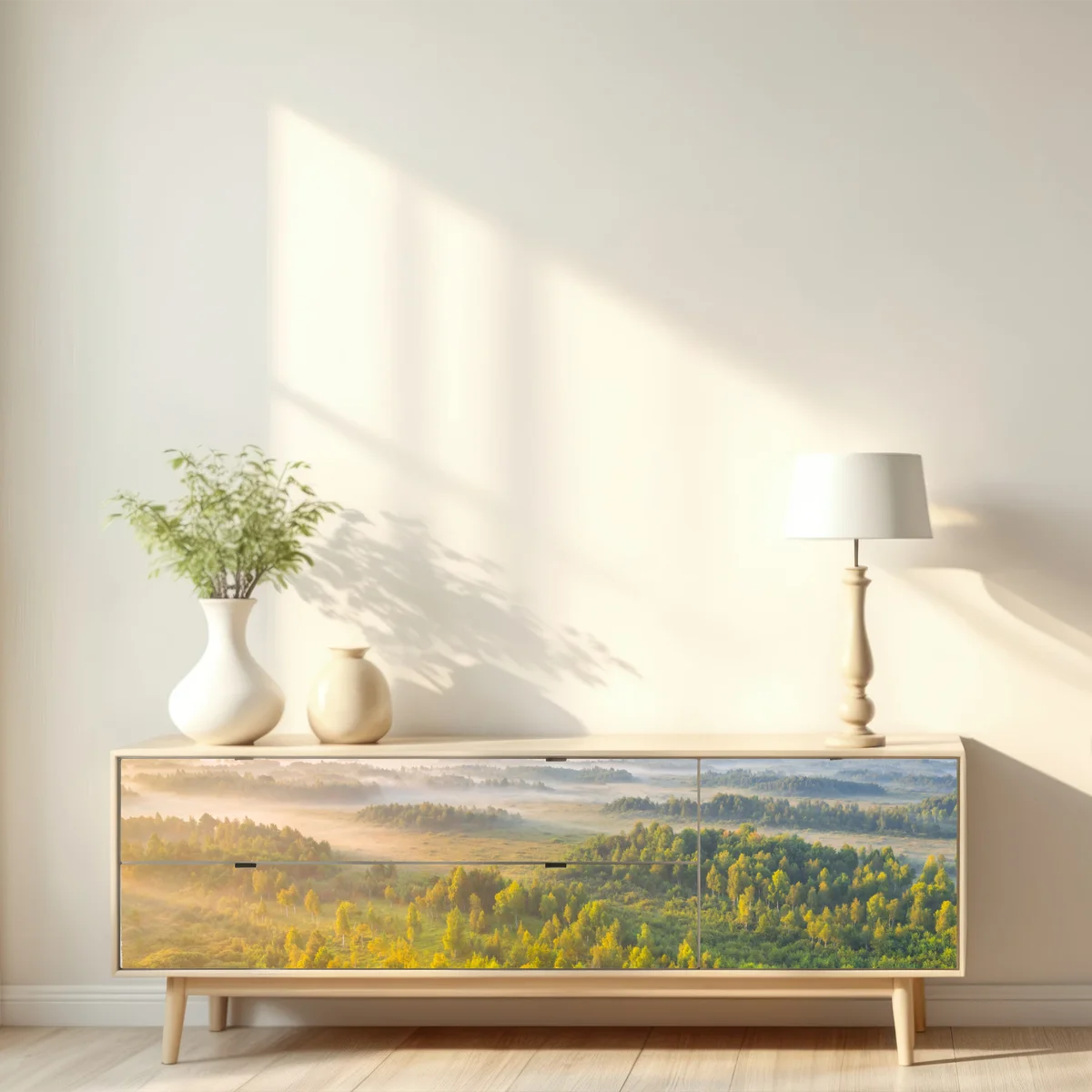 Repositionierbarer Aufkleber nebliger morgen im sumpf von Zvanets Repositionierbarer Aufkleber nebliger morgen im sumpf von Zvanets