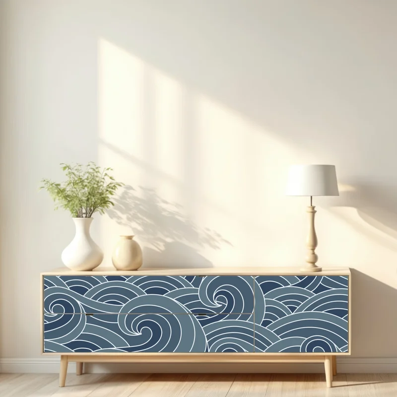 Repositionierbarer Aufkleber stilisiertes wellenmuster