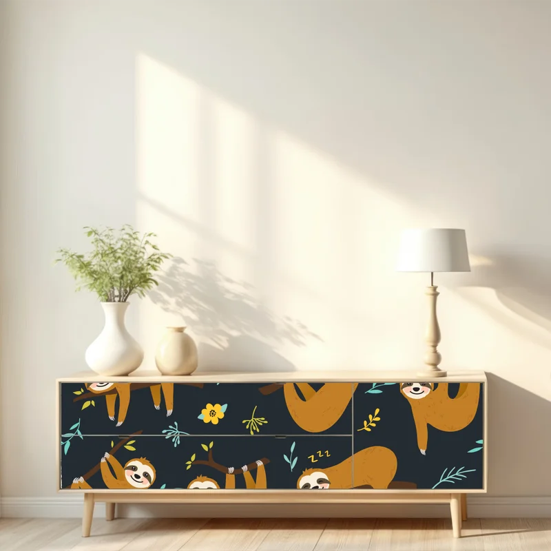 Repositionierbarer Aufkleber niedliches faultiermuster für das kinderzimmer