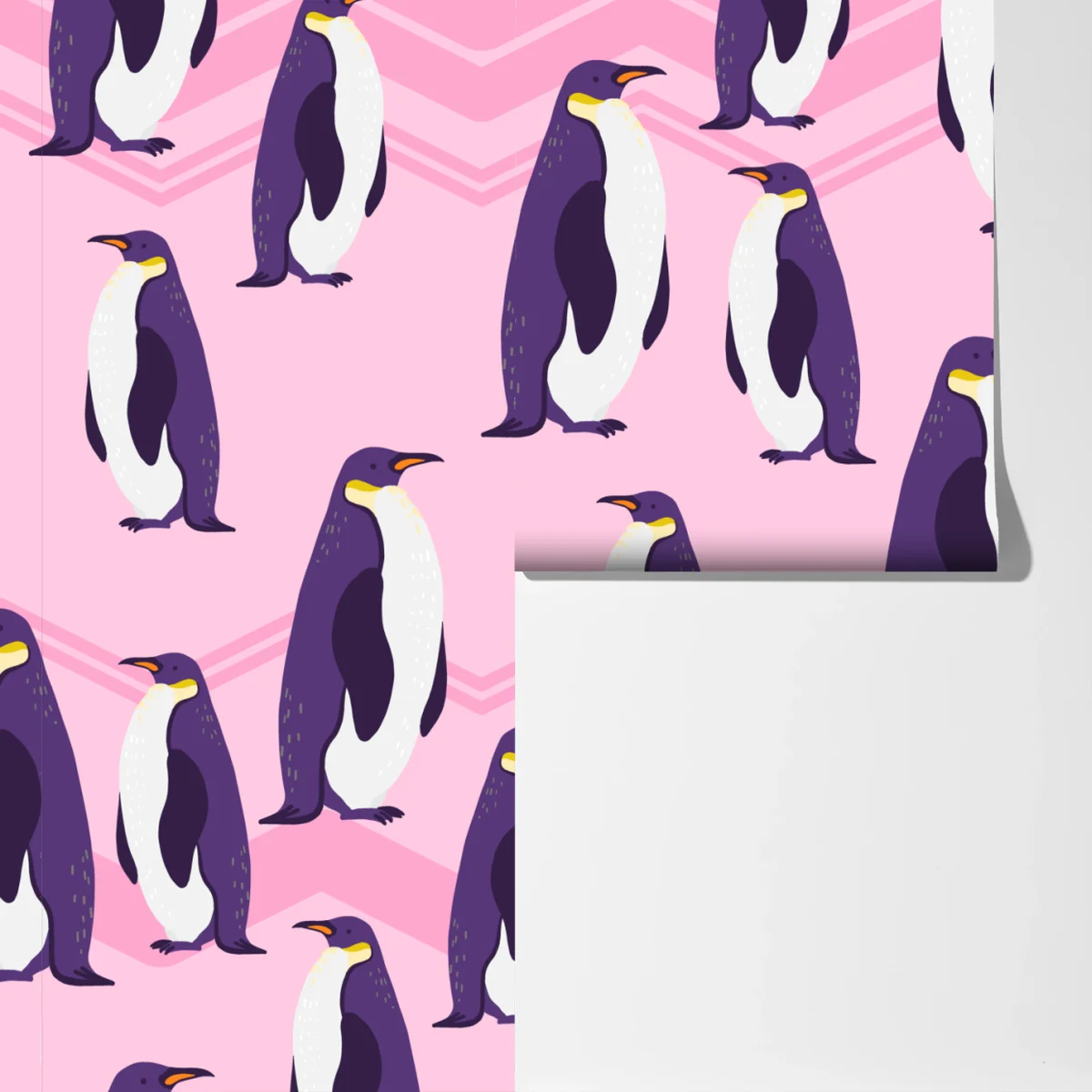 Fototapete verspieltes muster mit violetten pinguinen auf rosa hintergrund Fototapete verspieltes muster mit violetten pinguinen auf rosa hintergrund