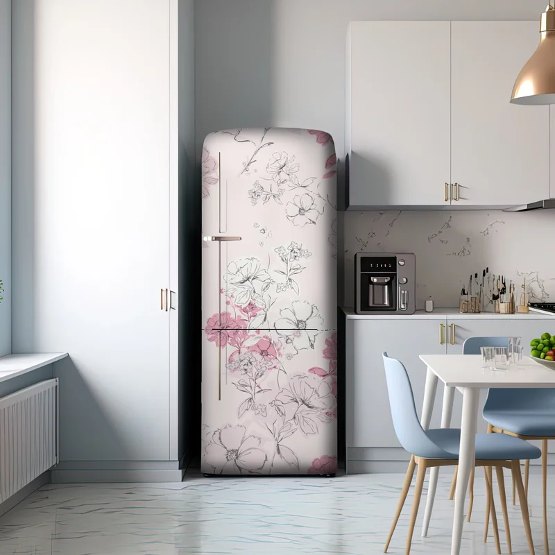 Kühlschrankaufkleber zartes rosa blumenmuster
