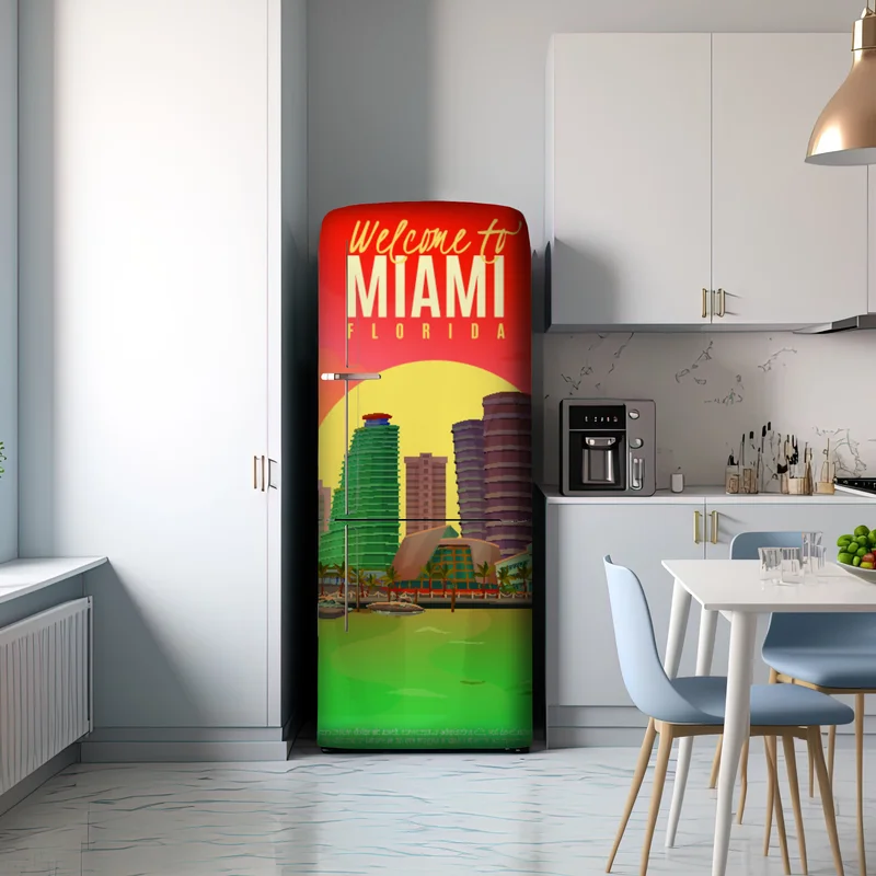 Kühlschrankaufkleber Miami sonnenuntergang skyline