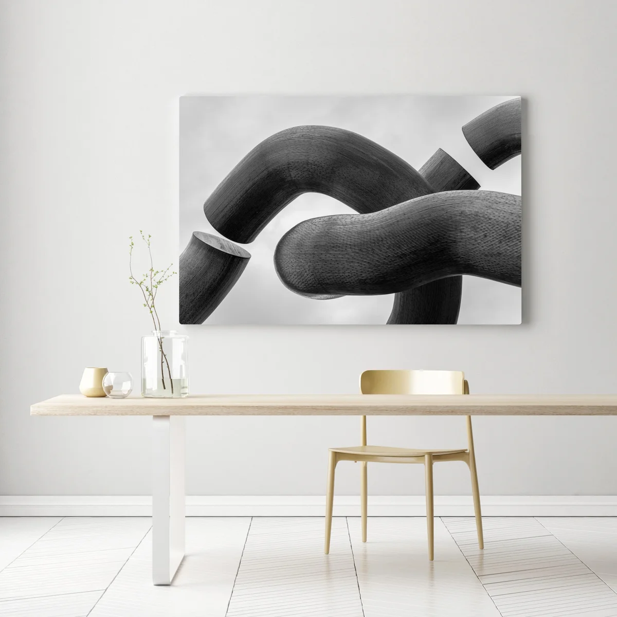 Leinwandbild gekrümmte formen abstrakte skulptur in grau Leinwandbild gekrümmte formen abstrakte skulptur in grau