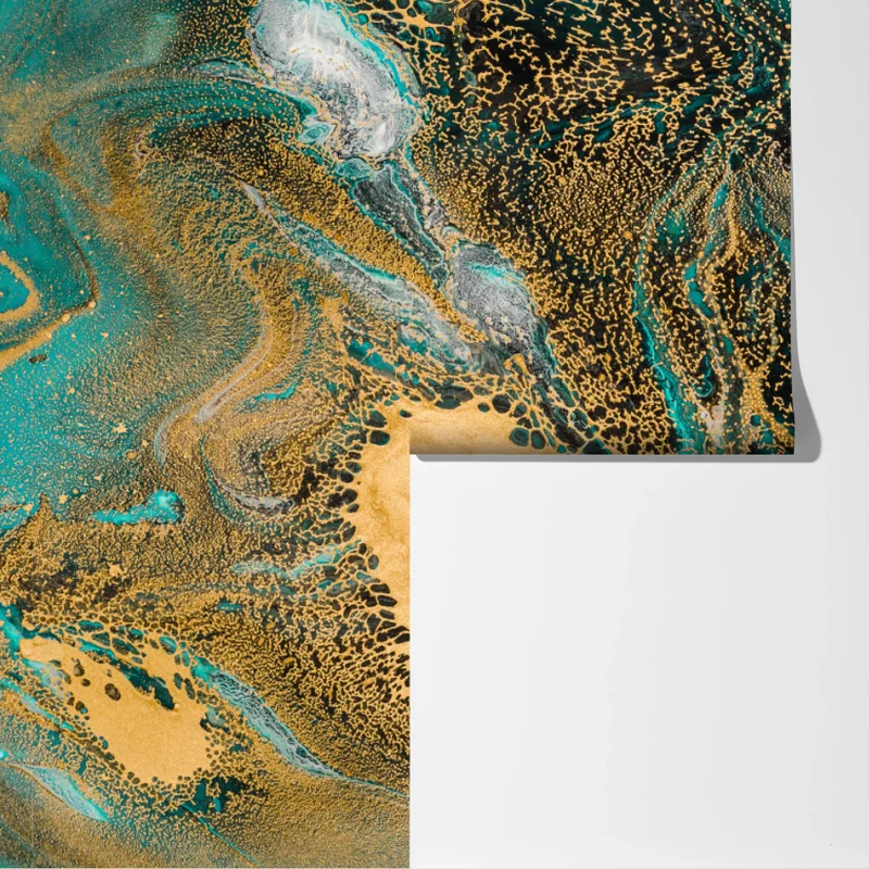 Fototapeta turkusowy i złoty płynny wir abstrakcji Fototapeta turkusowy i złoty płynny wir abstrakcji