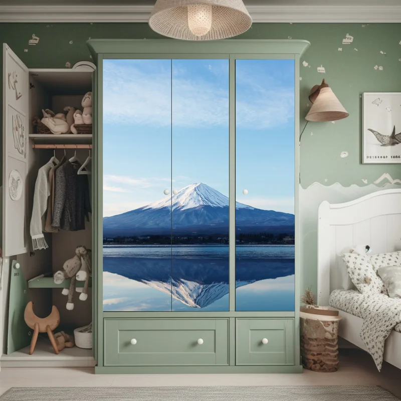 Schrankaufkleber berg Fuji spiegelung im see Schrankaufkleber berg Fuji spiegelung im see