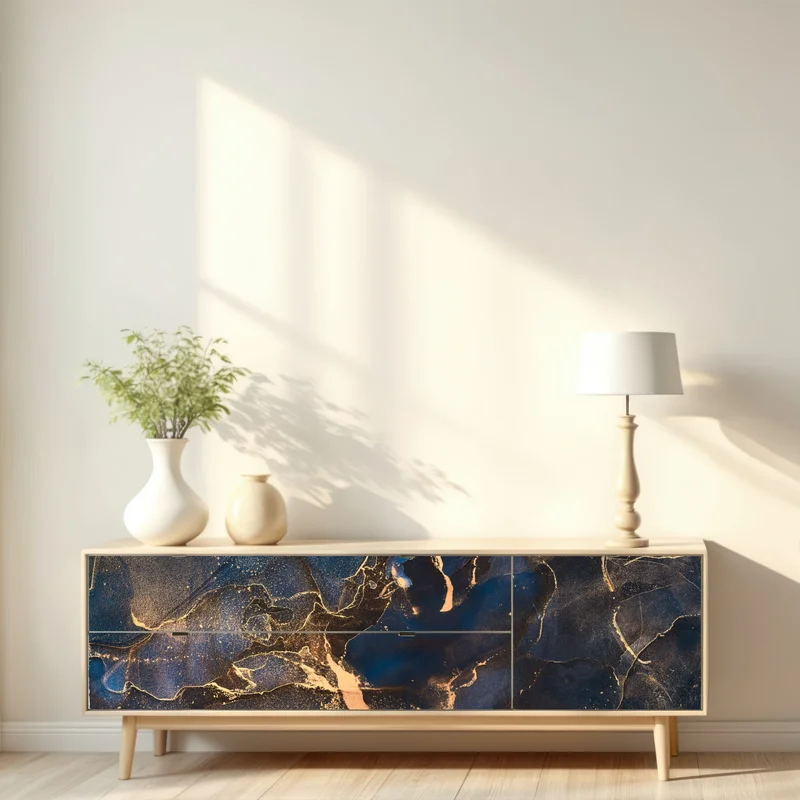 Repositionierbarer Aufkleber nachtmarmor mit goldenen adern